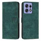 For Motorola Edge 50 Fusion Skin Feel Stripe Pattern Leather Phone Case with Long Lanyard(Green) - 1