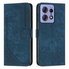 For Motorola Edge 50 Fusion Skin Feel Stripe Pattern Leather Phone Case with Long Lanyard(Blue) - 1