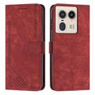 For Motorola Edge 50 Ultra Skin Feel Stripe Pattern Leather Phone Case with Long Lanyard(Red) - 1