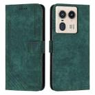 For Motorola Edge 50 Ultra Skin Feel Stripe Pattern Leather Phone Case with Long Lanyard(Green) - 1