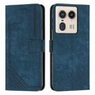 For Motorola Edge 50 Ultra Skin Feel Stripe Pattern Leather Phone Case with Long Lanyard(Blue) - 1