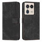 For Motorola Edge 50 Ultra Skin Feel Stripe Pattern Leather Phone Case with Long Lanyard(Black) - 1