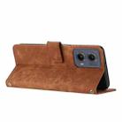 For Motorola Edge 2024 Skin Feel Stripe Pattern Leather Phone Case with Long Lanyard(Brown) - 3