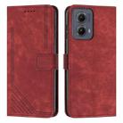 For Motorola Edge 2024 Skin Feel Stripe Pattern Leather Phone Case with Long Lanyard(Red) - 1