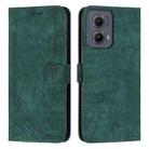 For Motorola Edge 2024 Skin Feel Stripe Pattern Leather Phone Case with Long Lanyard(Green) - 1