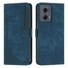 For Motorola Edge 2024 Skin Feel Stripe Pattern Leather Phone Case with Long Lanyard(Blue) - 1