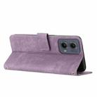 For Motorola Edge 2024 Skin Feel Stripe Pattern Leather Phone Case with Long Lanyard(Purple) - 3