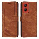For Motorola Moto G Stylus 5G 2024 Skin Feel Stripe Pattern Leather Phone Case with Long Lanyard(Brown) - 1