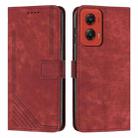 For Motorola Moto G Stylus 5G 2024 Skin Feel Stripe Pattern Leather Phone Case with Long Lanyard(Red) - 1