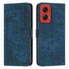 For Motorola Moto G Stylus 5G 2024 Skin Feel Stripe Pattern Leather Phone Case with Long Lanyard(Blue) - 1