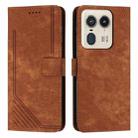 For Motorola Moto X50 Ultra Skin Feel Stripe Pattern Leather Phone Case with Long Lanyard(Brown) - 1