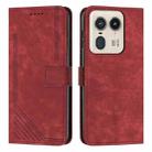 For Motorola Moto X50 Ultra Skin Feel Stripe Pattern Leather Phone Case with Long Lanyard(Red) - 1