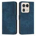 For Motorola Moto X50 Ultra Skin Feel Stripe Pattern Leather Phone Case with Long Lanyard(Blue) - 1