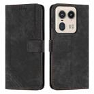 For Motorola Moto X50 Ultra Skin Feel Stripe Pattern Leather Phone Case with Long Lanyard(Black) - 1