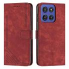 For Motorola Moto G Stylus 5G 2025 Skin Feel Stripe Pattern Leather Phone Case with Long Lanyard(Red) - 1