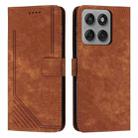 For Motorola Edge 60 Pro Skin Feel Stripe Pattern Leather Phone Case with Lanyard(Brown) - 1