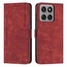 For Motorola Edge 60 Pro Skin Feel Stripe Pattern Leather Phone Case with Lanyard(Red) - 1