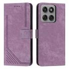 For Motorola Edge 60 Pro Skin Feel Stripe Pattern Leather Phone Case with Lanyard(Purple) - 1