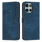 For Motorola Moto G56 5G Skin Feel Stripe Pattern Leather Phone Case with Lanyard(Blue) - 1