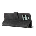 For Motorola Moto G56 5G Skin Feel Stripe Pattern Leather Phone Case with Lanyard(Black) - 3