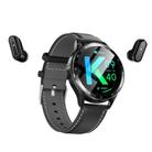 X10 Headphones Smart Watch 1.39 inch Waterproof Bracelet, Support Bluetooth Call / NFC / Heart Rate(Black + Leather) - 1