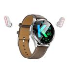 X10 Headphones Smart Watch 1.39 inch Waterproof Bracelet, Support Bluetooth Call / NFC / Heart Rate(Silver + Brown Leather) - 1