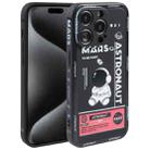 For iPhone 15 Pro Max Astronaut Pattern Silicone Straight Edge Phone Case(Mars Astronaut-Black) - 1