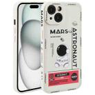 For iPhone 15 Astronaut Pattern Silicone Straight Edge Phone Case(Mars Astronaut-White) - 1