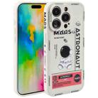 For iPhone 16 Pro Max Astronaut Pattern Silicone Straight Edge Phone Case(Mars Astronaut-White) - 1