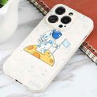 For iPhone 16 Pro Astronaut Pattern Silicone Straight Edge Phone Case(Planet Landing-White) - 2