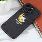 For iPhone 16 Plus Astronaut Pattern Silicone Straight Edge Phone Case(Lovely Astronaut-Black) - 2