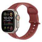 For Apple Watch Ultra 49mm Butterfly Flower Embossed Silicone Watch Band(Brick Red) - 1