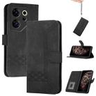 For Tecno Camon 20 Premier Cubic Skin Feel Flip Leather Phone Case(Black) - 1