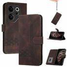 For Tecno Camon 20 Premier Cubic Skin Feel Flip Leather Phone Case(Brown) - 1