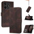 For Tecno Spark 10 Pro Cubic Skin Feel Flip Leather Phone Case(Brown) - 1