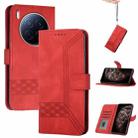 For Tecno Camon 40 Premier Cubic Skin Feel Flip Leather Phone Case(Red) - 1