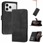For Tecno Spark 40 4G Cubic Skin Feel Flip Leather Phone Case(Black) - 1