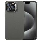 For iPhone 15 Pro PC Hybrid TPU Holder Plain Leather Phone Case(Grey) - 1