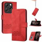 For Infinix Hot 40 Cubic Skin Feel Flip Leather Phone Case(Red) - 1