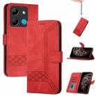 For Infinix Smart 7 Cubic Skin Feel Flip Leather Phone Case(Red) - 1