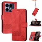 For Infinix Note 40 4G Cubic Skin Feel Flip Leather Phone Case(Red) - 1