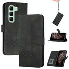 For Infinix Hot 50 4G Cubic Skin Feel Flip Leather Phone Case(Black) - 1