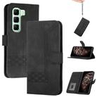 For Infinix Hot 50 5G Cubic Skin Feel Flip Leather Phone Case(Black) - 1