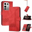 For Infinix Note 50 4G / Note 50 Pro 4G Cubic Skin Feel Flip Leather Phone Case(Red) - 1