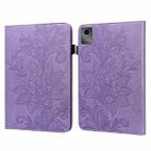 For Lenovo Tab M11 / Xiaoxin Pad 11 2024 Lace Flower Embossing Pattern Leather Tablet Case(Purple) - 1