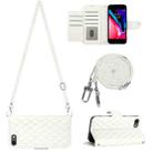 For iPhone SE 2022 / 2020 / 8 / 7 Rhombic Texture Flip Leather Phone Case with Long Lanyard(White) - 1
