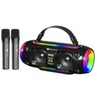 New Rixing NR8806 Portable Outdoor Wireless Bluetooth Speaker RGB Colorful Subwoofer, Style:Dual Mic(Black) - 1