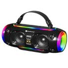 New Rixing NR8806 Portable Outdoor Wireless Bluetooth Speaker RGB Colorful Subwoofer, Style:Without Mic(Black) - 1