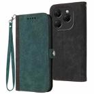 For Tecno Spark 20 Pro Side Buckle Double Fold Hand Strap Leather Phone Case(Dark Green) - 1