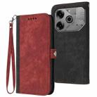 For Tecno Pova 6 Pro Side Buckle Double Fold Hand Strap Leather Phone Case(Red) - 1